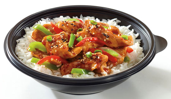 Menu board food photography Teriyaki Experience hot spicy pork with rice