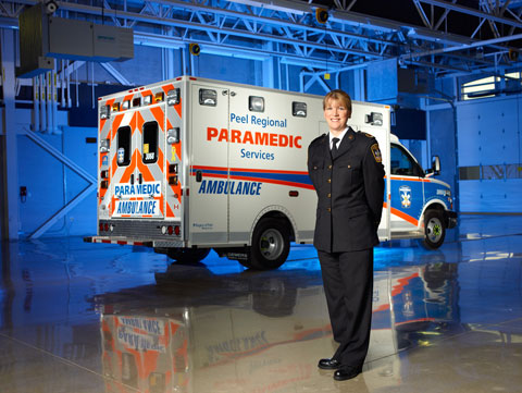 Professional environmental portrait photography paramedic vehicle