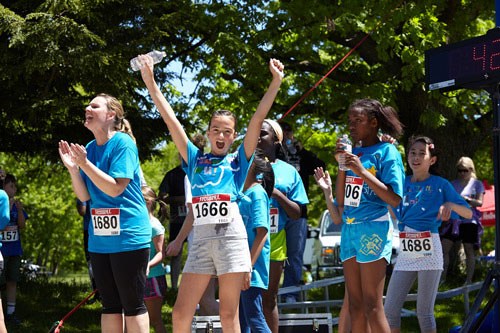 Event Photography of children celebrating at Tim Hortons Run/Walk