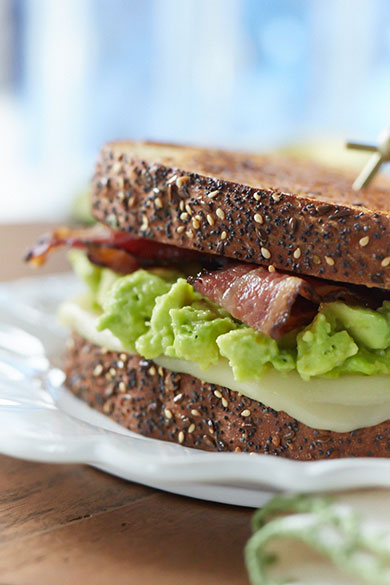 Food Photography Melt Magazine Bacon, Avocado and Tre Stelle Mozzarella Sandwich by Bochsler Commercial Photography