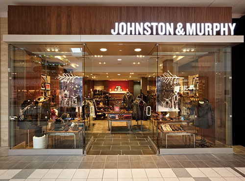 Johnston & Murphy footwear shoes store front photography for Mapleview Mall Burlington Ontario BP imaging professional photographers