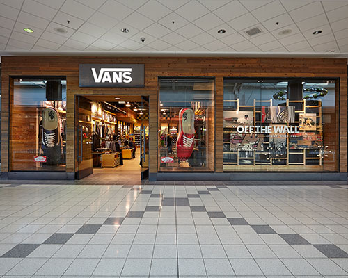 Vans skateboard shoes and clothing storefront photography for Mapleview Centre Burlington Ontario Bochsler commercial photographers