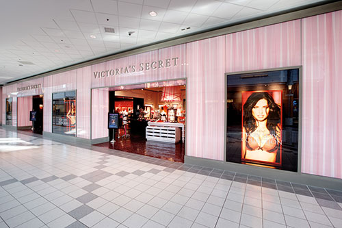 Victoria Secret womens lingerie and clothing store front photography for Mapleview Mall Burlington Ontario Bochsler photo imaging