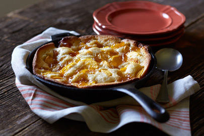 Baked food photography iron skillet