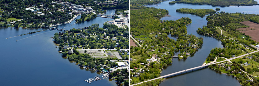 Aerial Images Cruising Guide Ontario showing bridges and town BP imaging