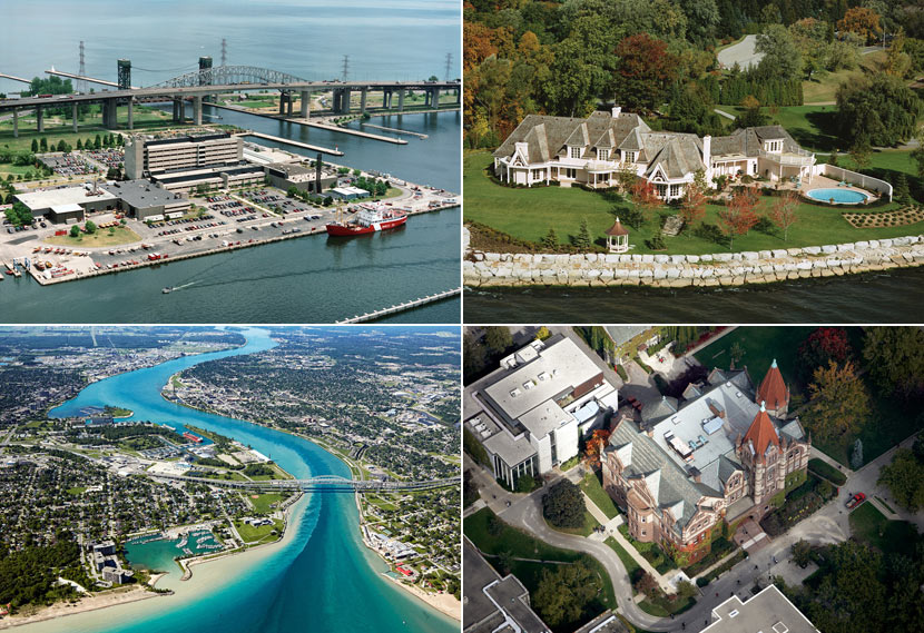 BP imaging Aerial Photography Portfolio including Skyway Bridge, House, Property, Georgian Bay River and Church