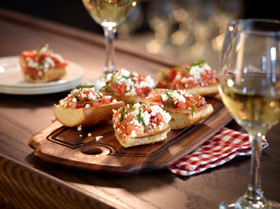 On location appetizer photography for Mother's Pizza Feta Bruschetta