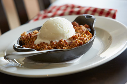 On site dessert photography for Mother's Pizza Ice Creme Fruit Crumble