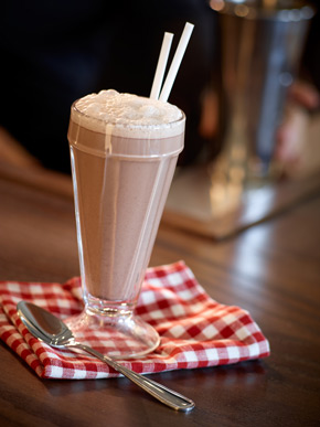 On-location dessert beverage photography for Mother's Pizza Milkshake