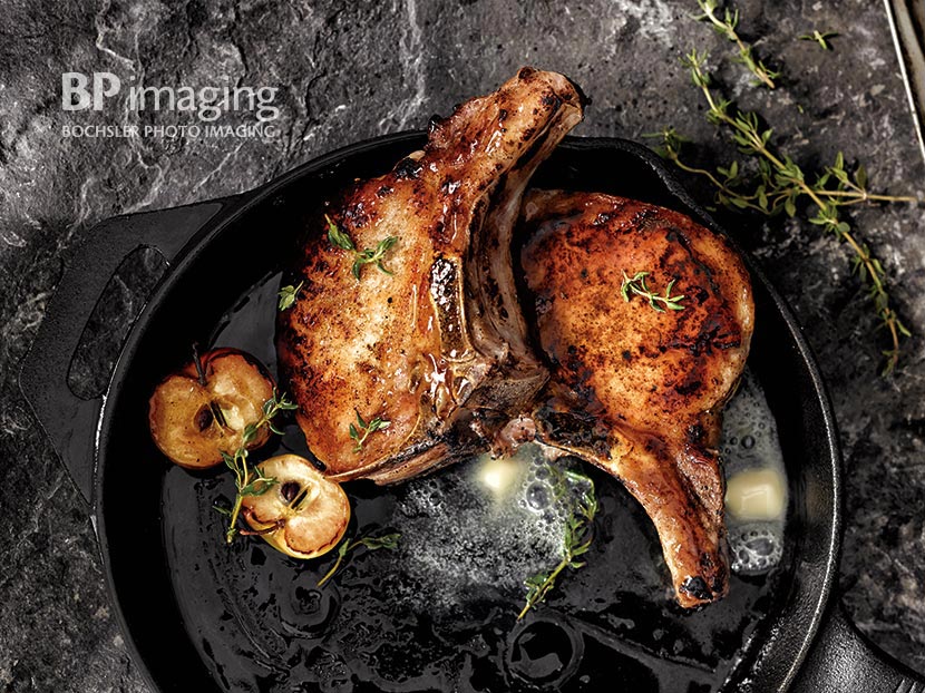 BP imaging Recipe Calendar Apple Cider Glazed Pork Chops photography main course