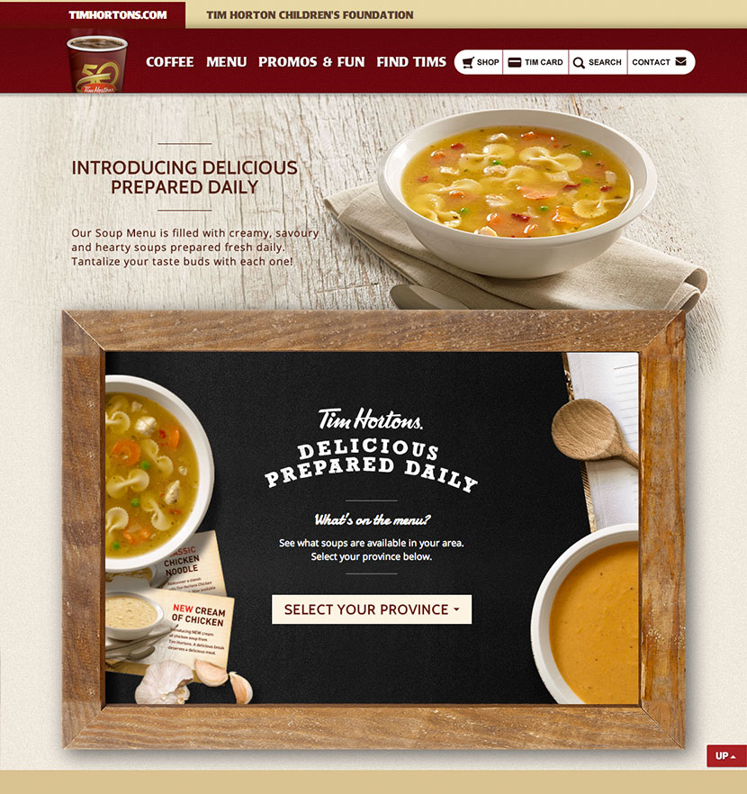 Food Photography for Tim Hortons Soup Promotion