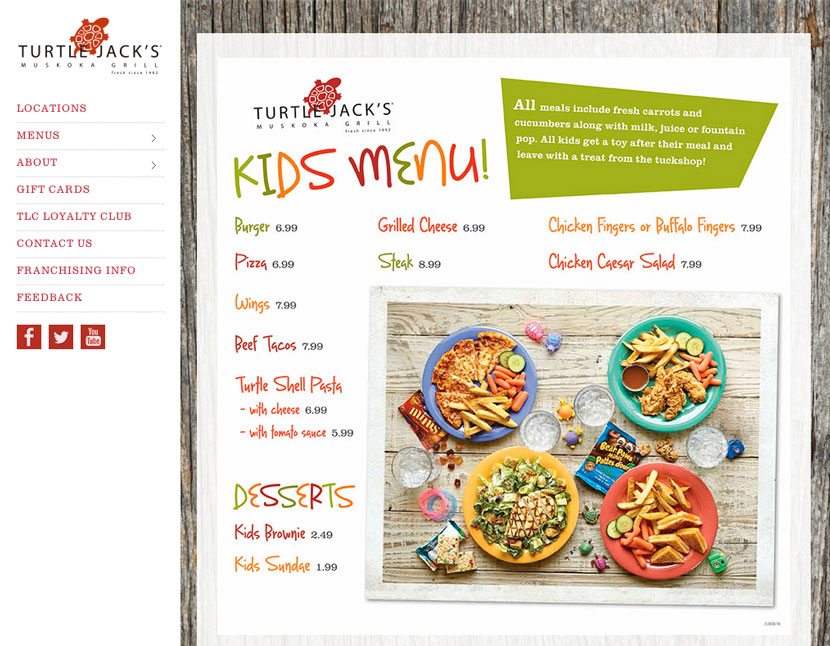 Food Photography for Kids Menu at Turtle Jacks