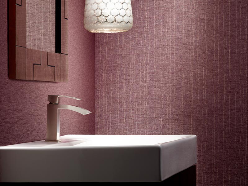 commercial product photography of bathroom with wall covering backdrop