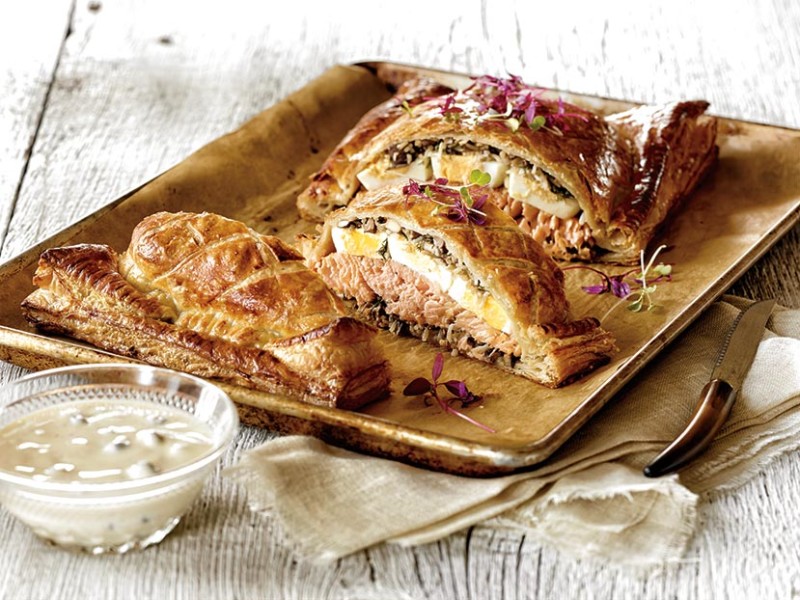 Salmon Coulibiac BP imaging Recipe Calendar Seafood Fish Entree Photography Salmon Coulibiac