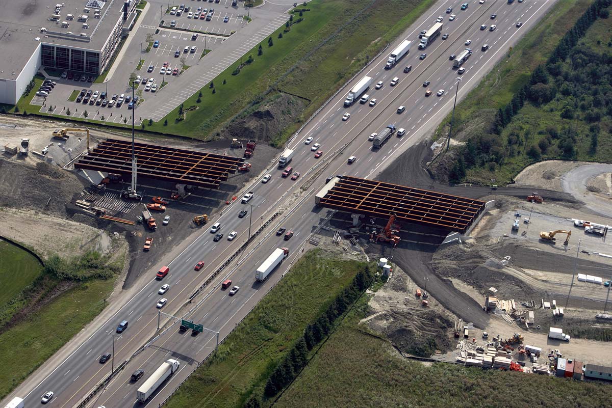 Construction aerial photographer highway bridge