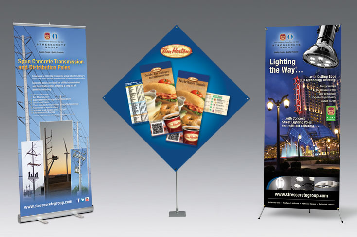 Banner stand printing displays for tradeshows