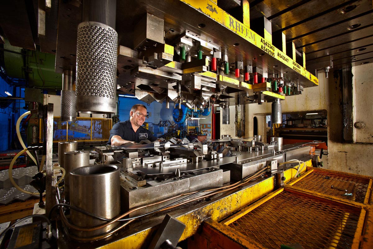 Industrial Machine Photography Burlington metal pressing operators