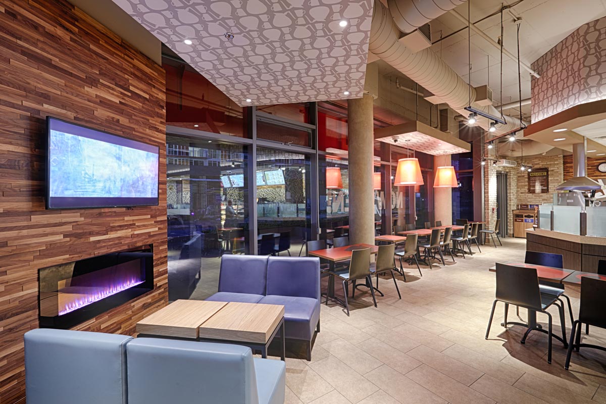 Restaurant Photography of interior entertainment for Tim Hortons in Toronto