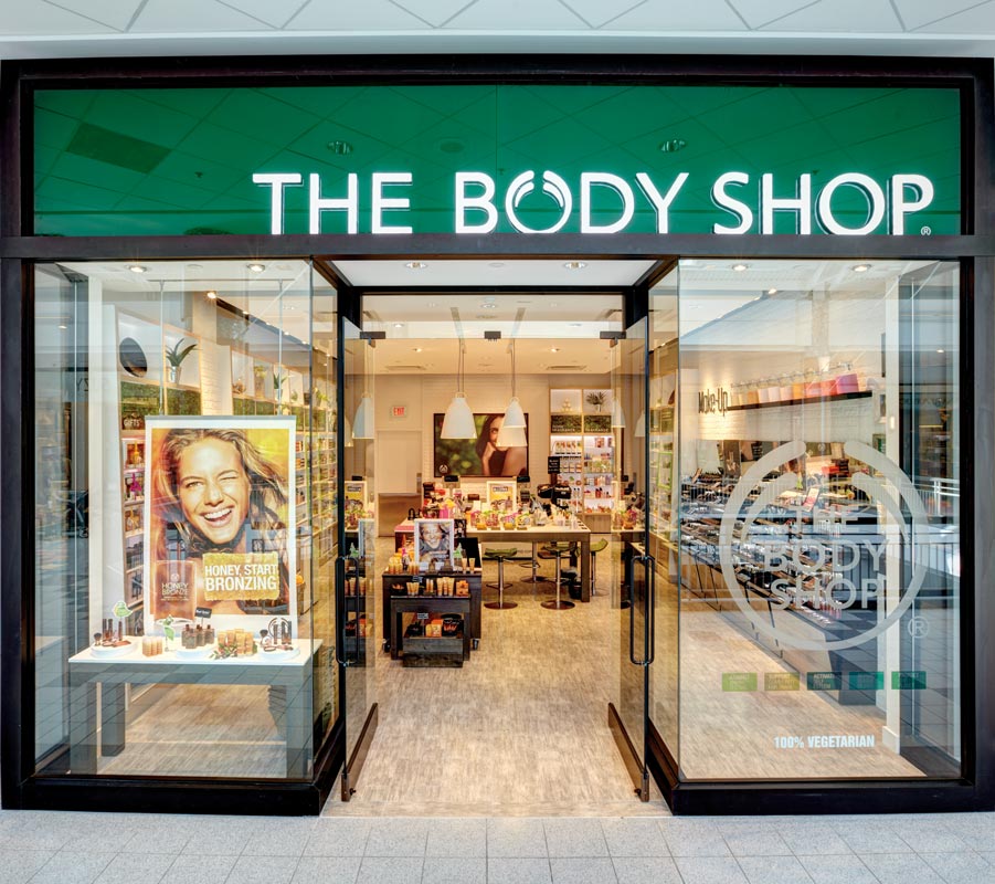 Storefront Photography of The Body Shop natural products in Mapleview Mall in Burlington