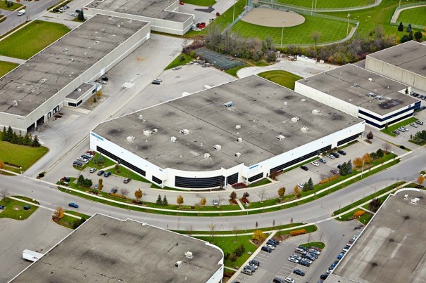 Commercial real estate aerial photography of office building