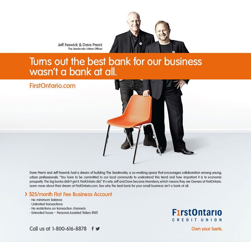 Toronto group lifestyle portrait photography of financial bank advertisement for FirstOntario Credit Union and Play Advertising