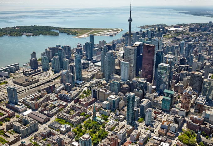 Aerial photography in downtown Toronto for real estate company