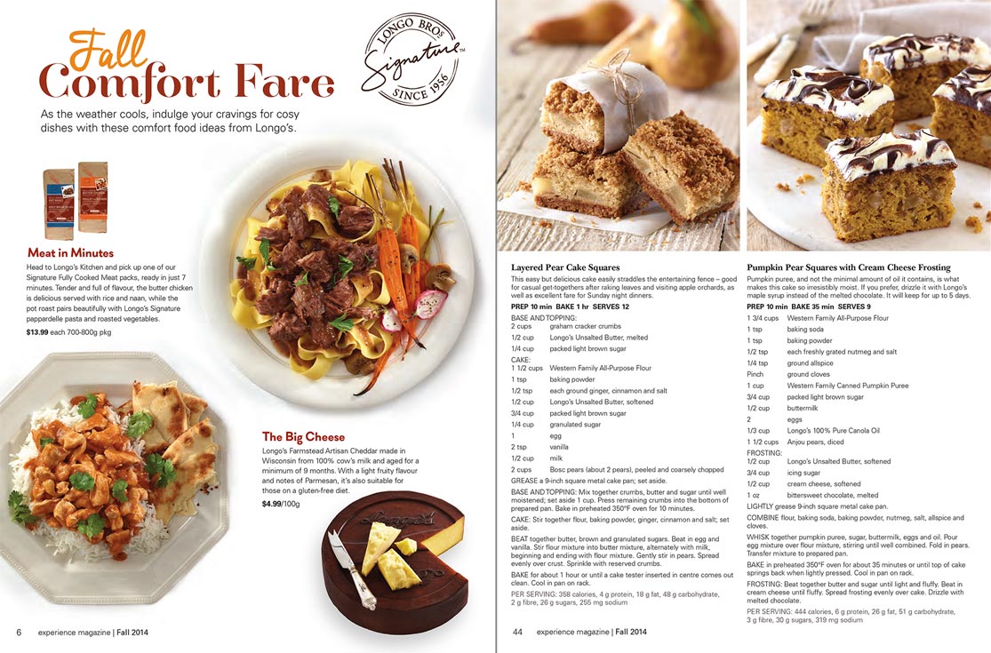 Longo's recipe food photography for comfort foods Fall Experience Magazine