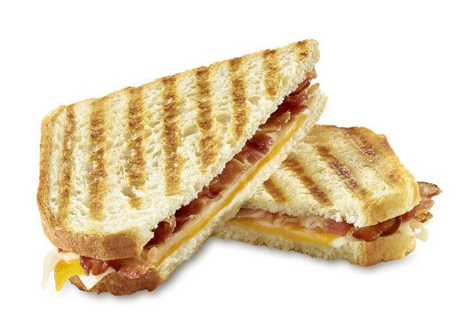 Food photography Tim Hortons U.S menu item bacon grilled cheese