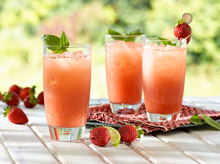 Produce recipe photography of strawberry basil limeade for Mucci Farms