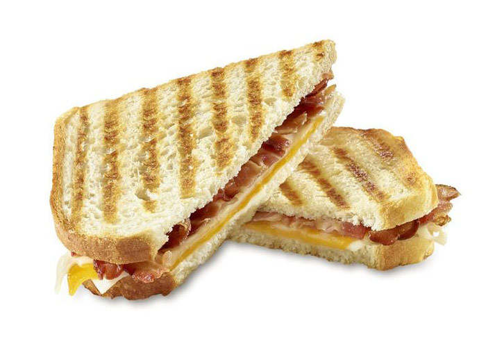 Menu food photography Tim Hortons bacon grilled cheese sandwich
