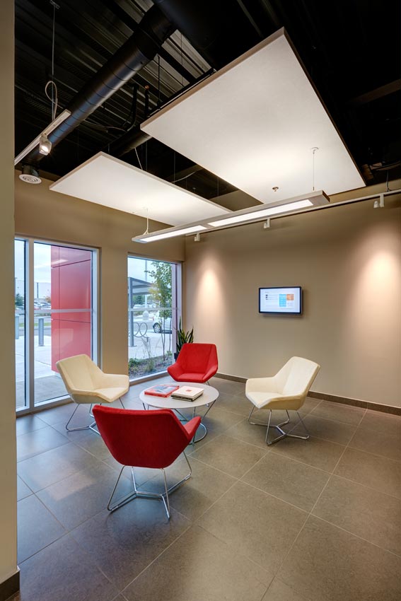 Architectural photography of lounge area at office