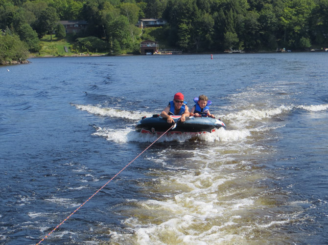 Jason and Will Tubing in Huntsville Ontario