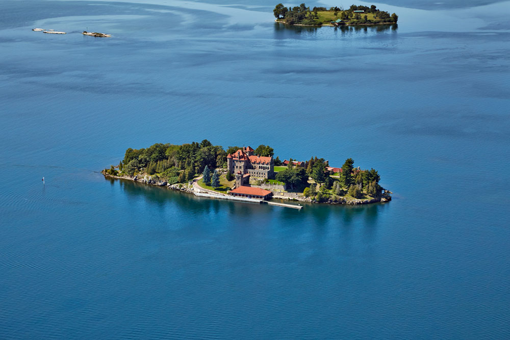 Aerial photography for Ports Cruising Guide of island lake mansion