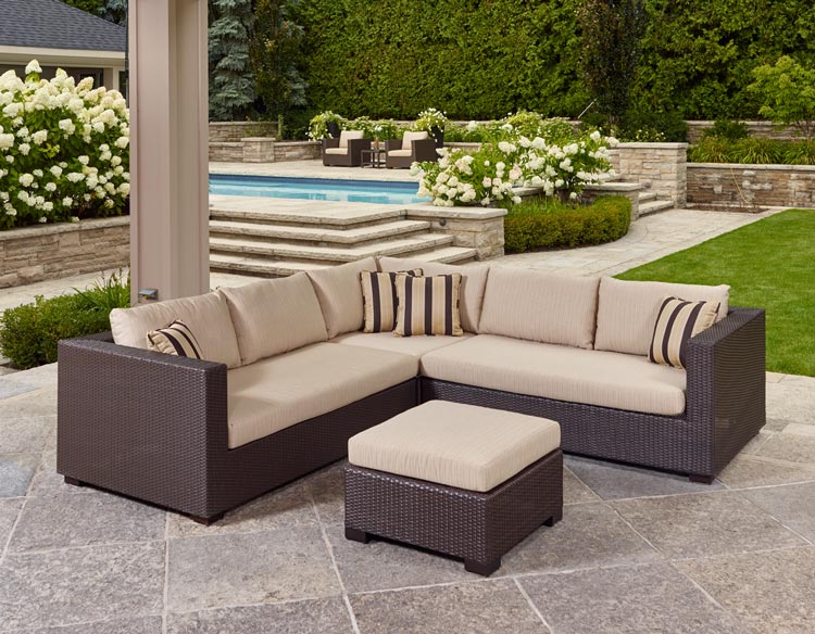 Costco Online outdoor furniture including couch and footstool