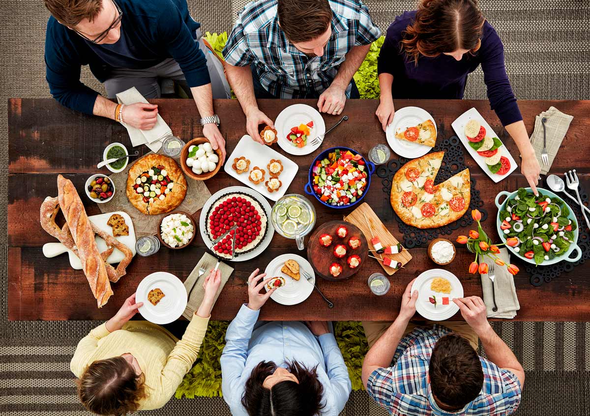 Group eating dinner overhead by BP imaging