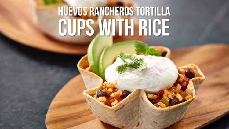 Huevos Rancheros Tortilla Cups Rice video production by BP imaging