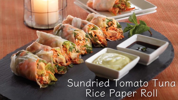 Sundried Tomato Tuna Rice Paper Roll video production by BP imaging
