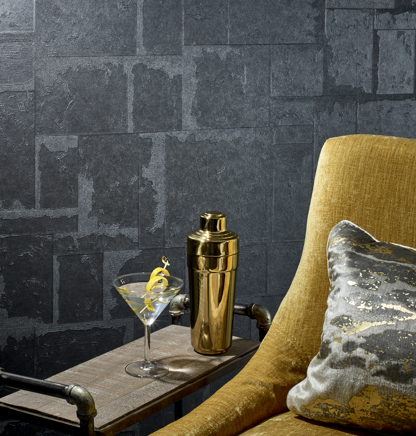 Illustrative Photo - Blue Concrete Organic Texture Commercial Wallcovering