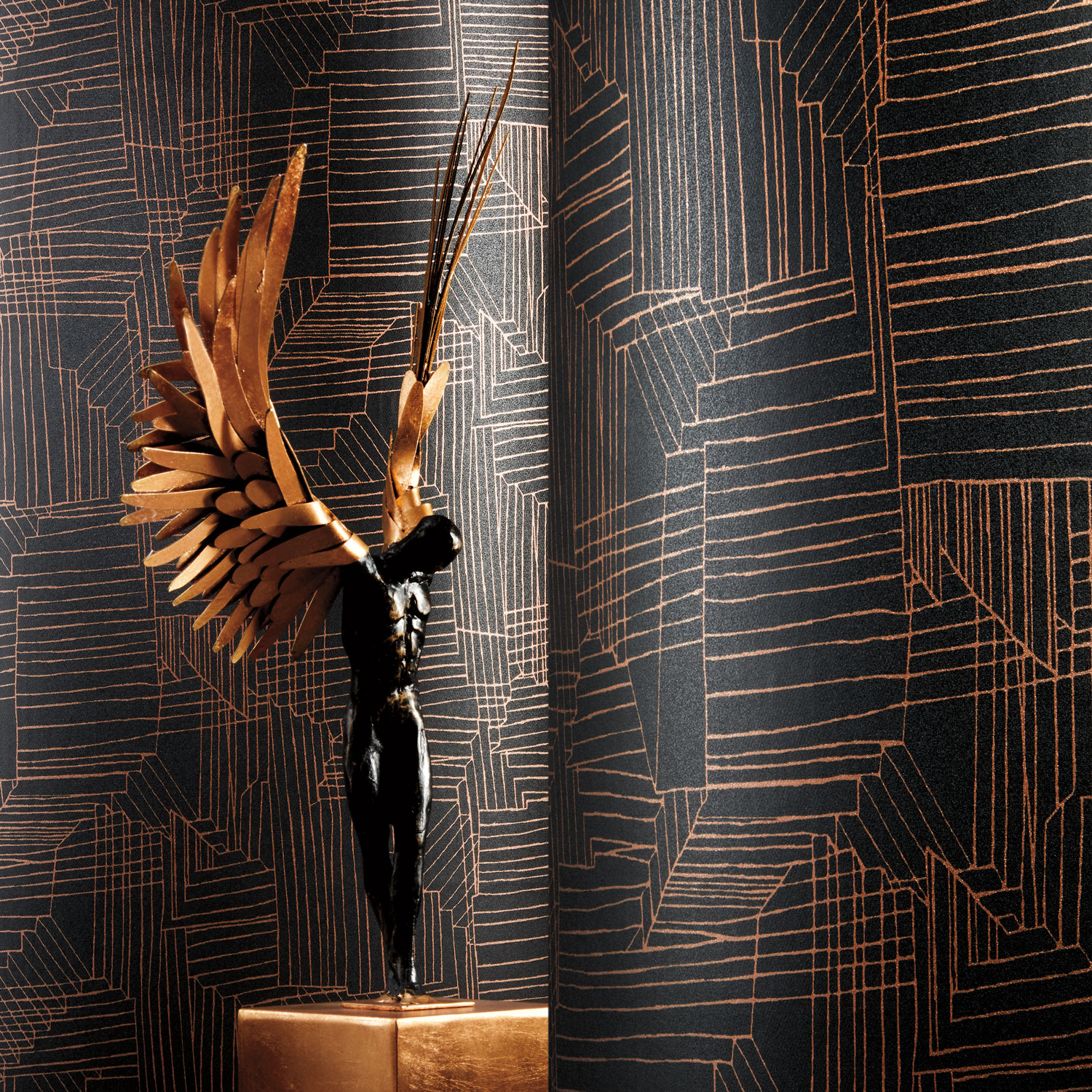 Illustrative Photo - Brown Bronze Phoenix Metallic Commercial Wallcovering