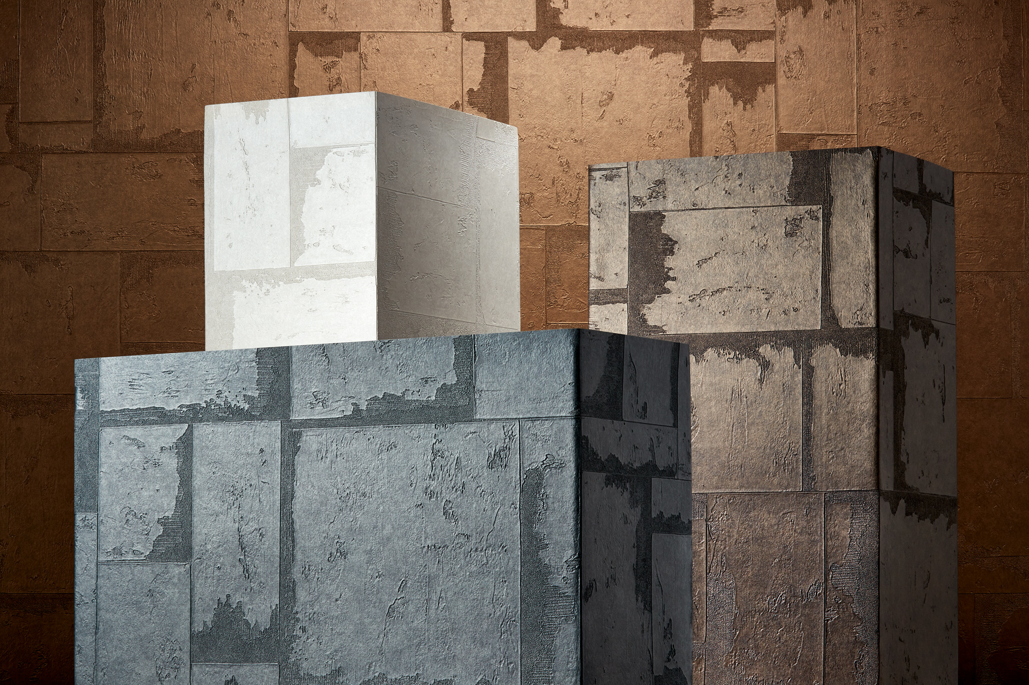 Illustrative Photo - Organic Texture Concrete Block Commercial Wallcovering