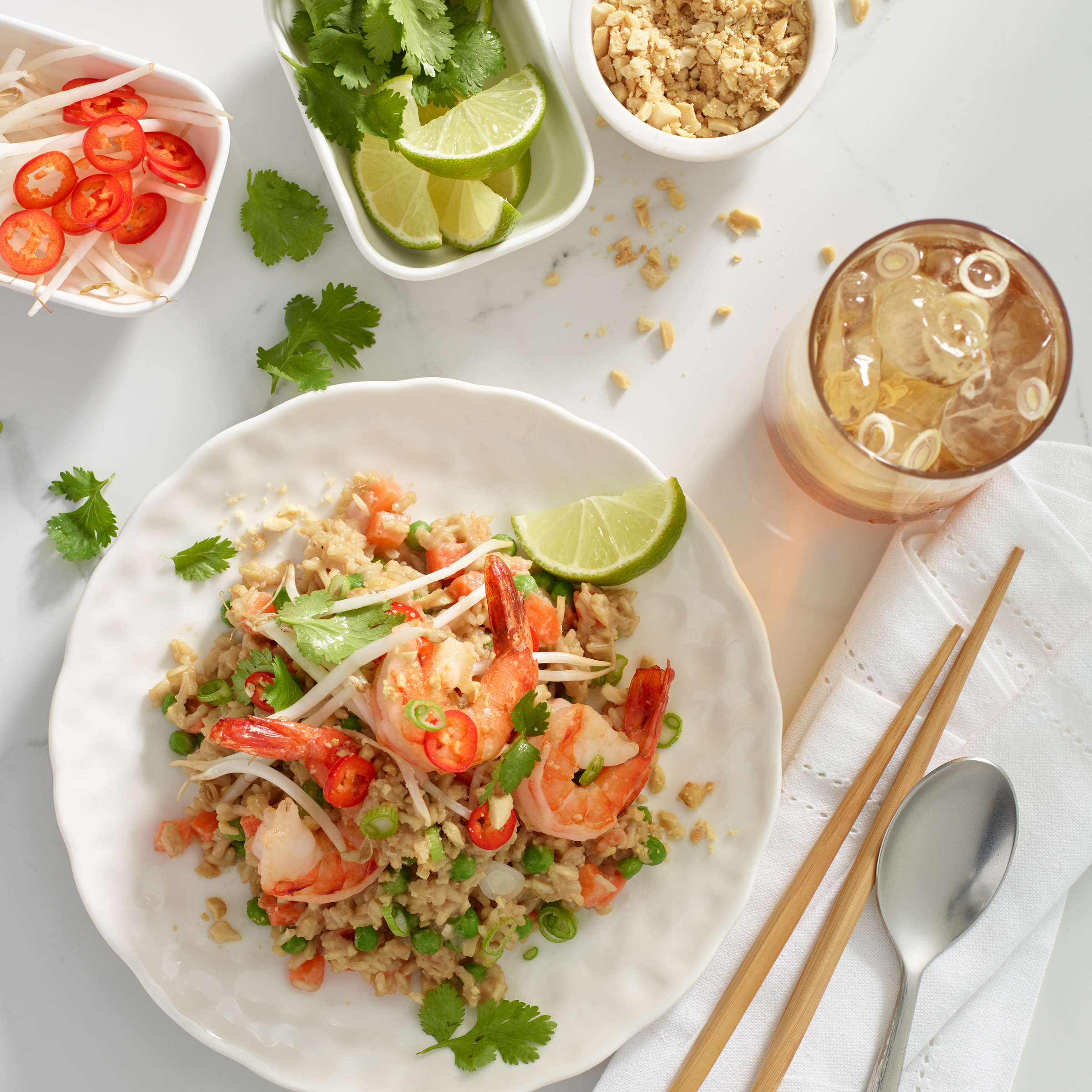 Food Photo - Shrimp Pad Thai Rice Dinner