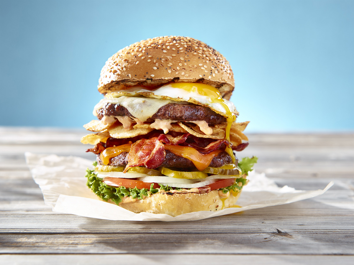 Food Photo - Stacked Hamburger Cheese Egg