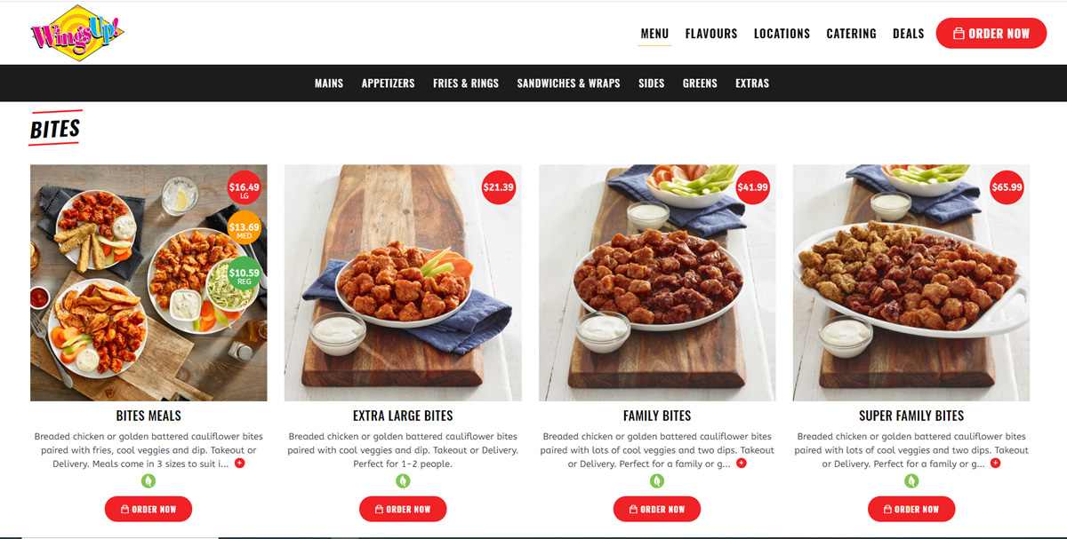 Food Photo - Wings Up Website Menu